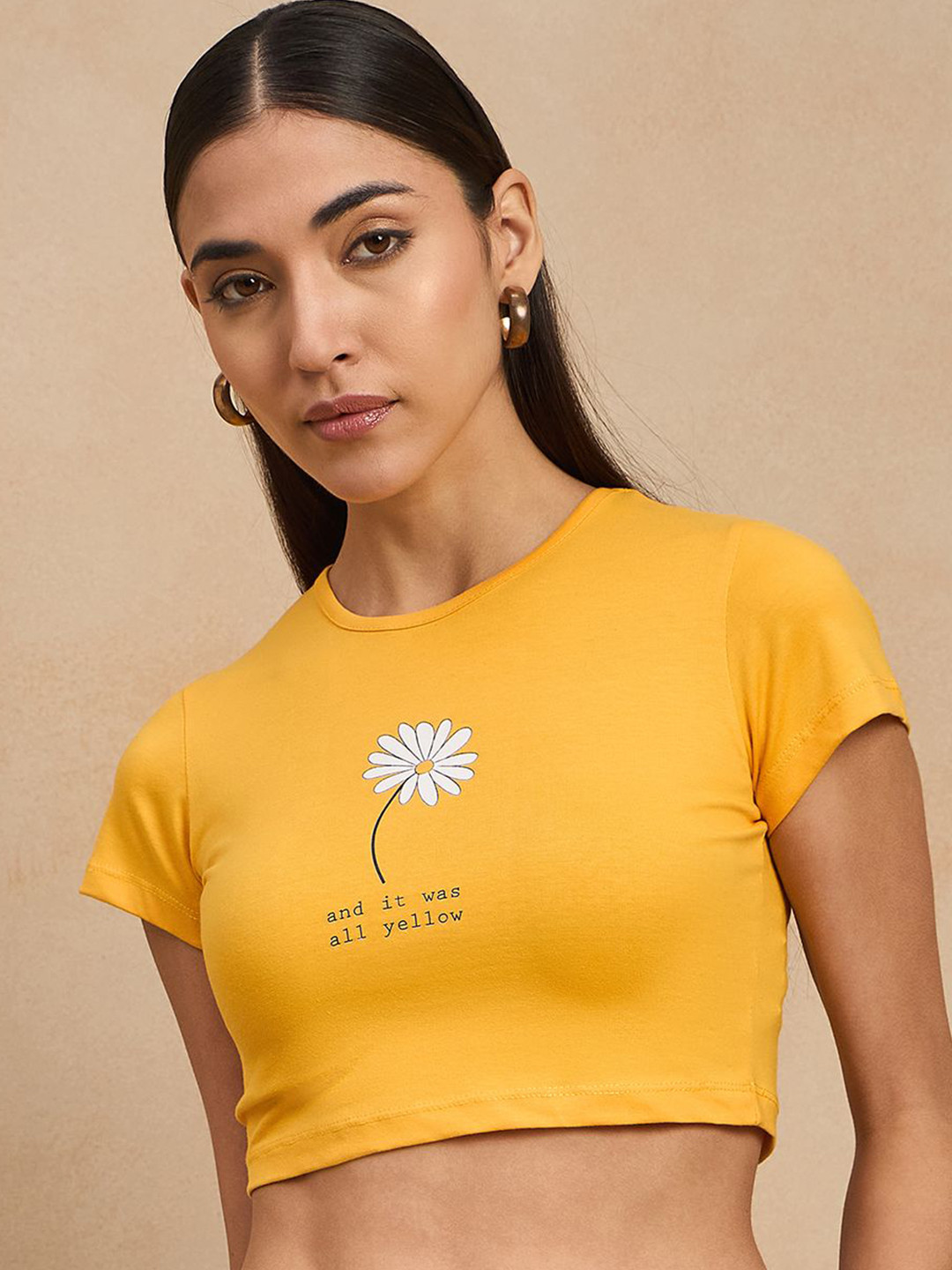 COLOR CAPITAL Women Typography Printed Cotton Crop Top