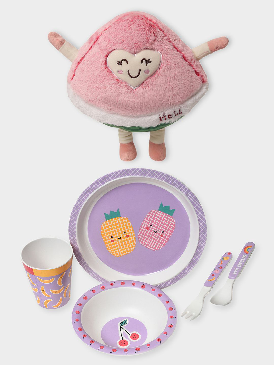 MiArcus Purple & Pink  6-Pcs Printed Dinnerware & Toy Home Gift Set