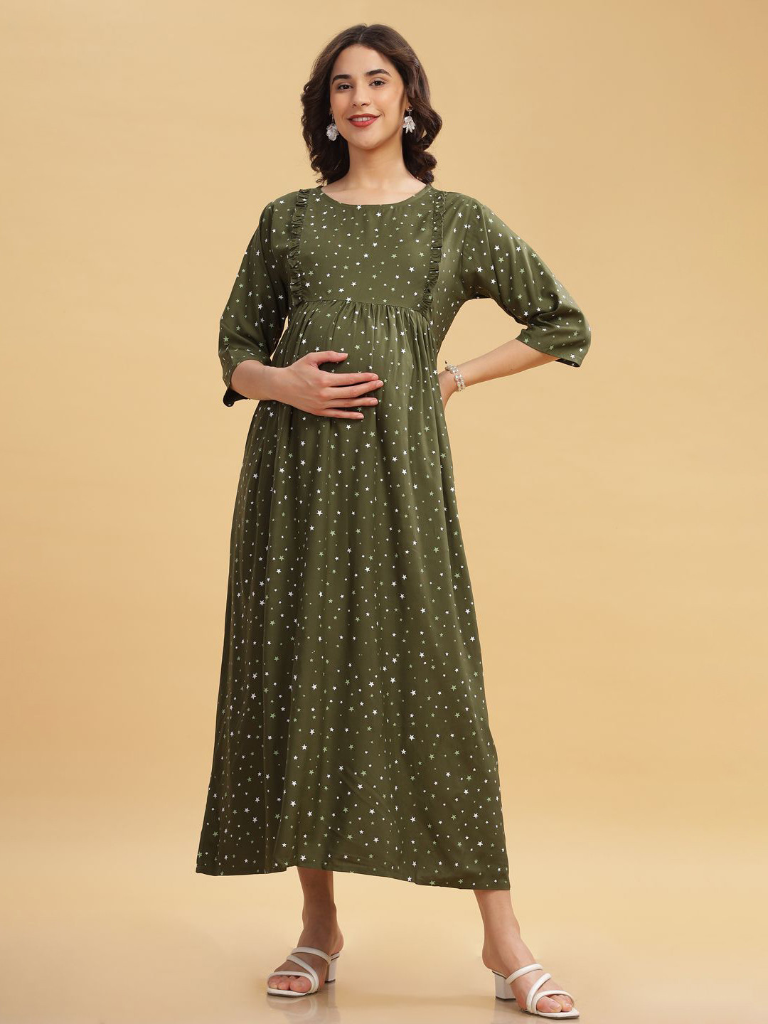 LOVELY MOM'S Print Fit & Flare Dress