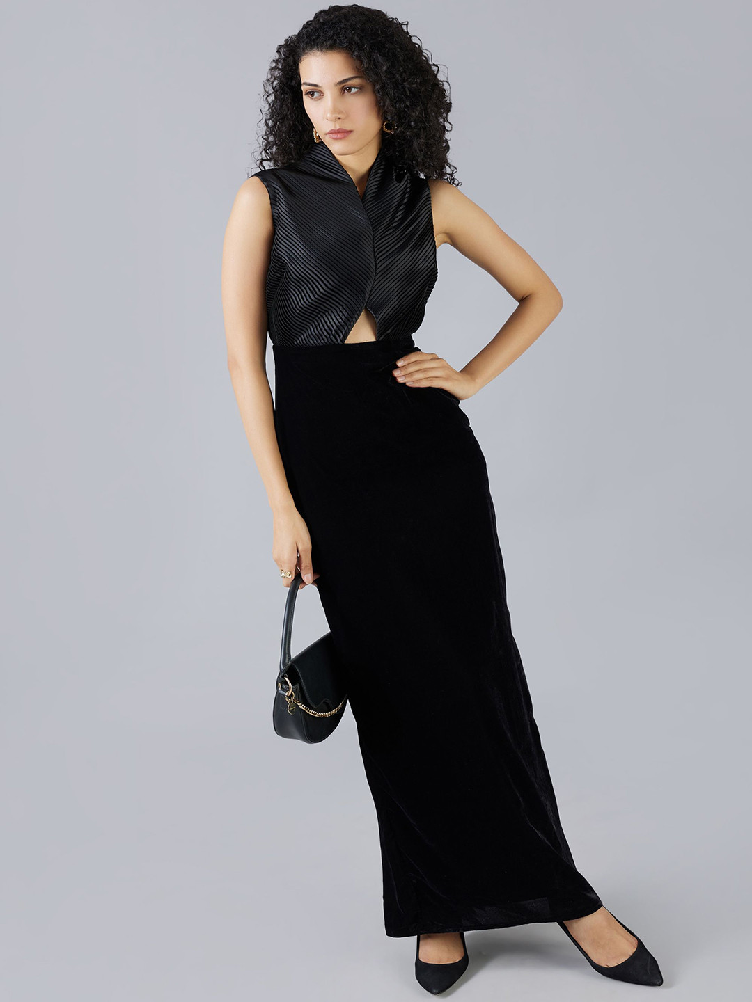 MISH X Satin Cut-Outs Maxi Dress