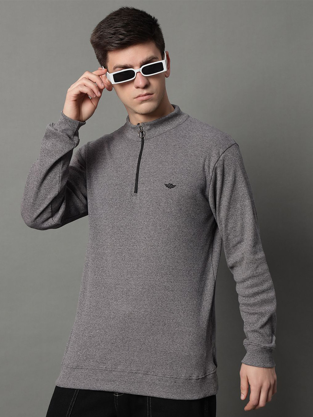 GET GOLF Men Mock Collar Pullover Sweatshirt