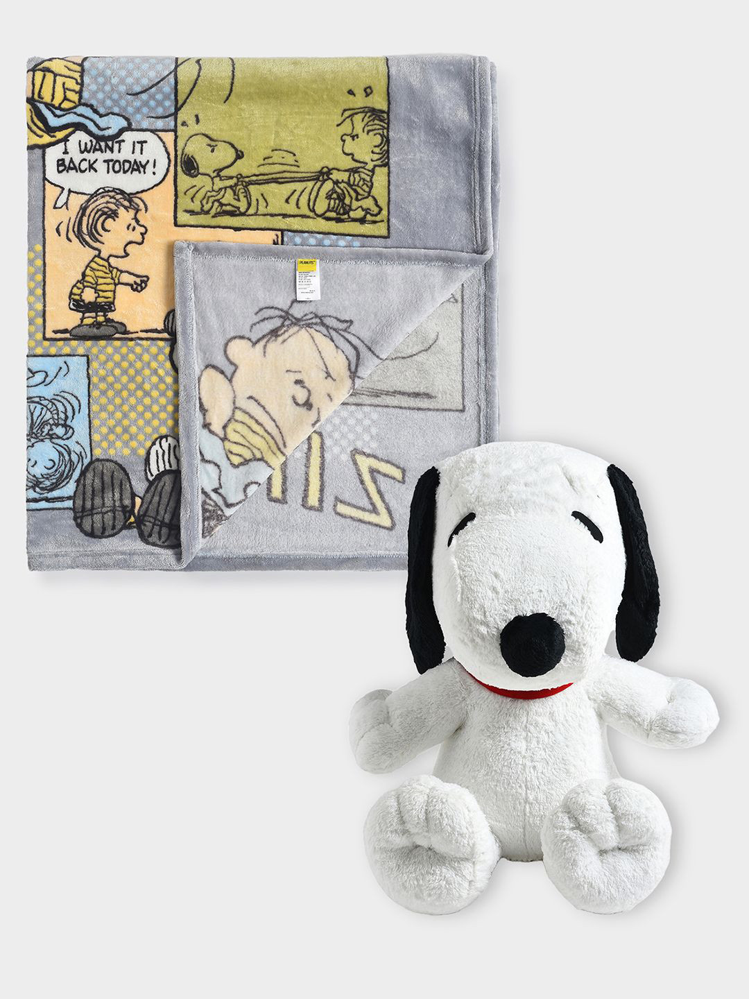 MiArcus Grey & White Printed Blanket & Snoopy Toy