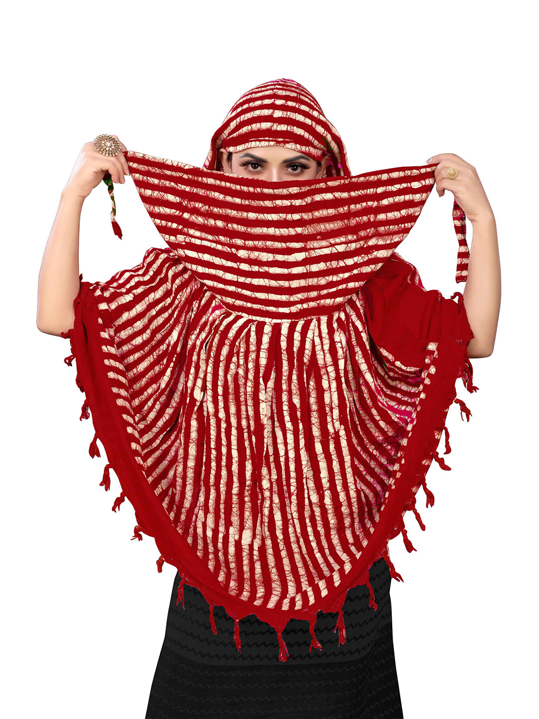 Vicharan Women Cotton Striped Sun Light Protection Scarf/Stole/Driving Dupatta