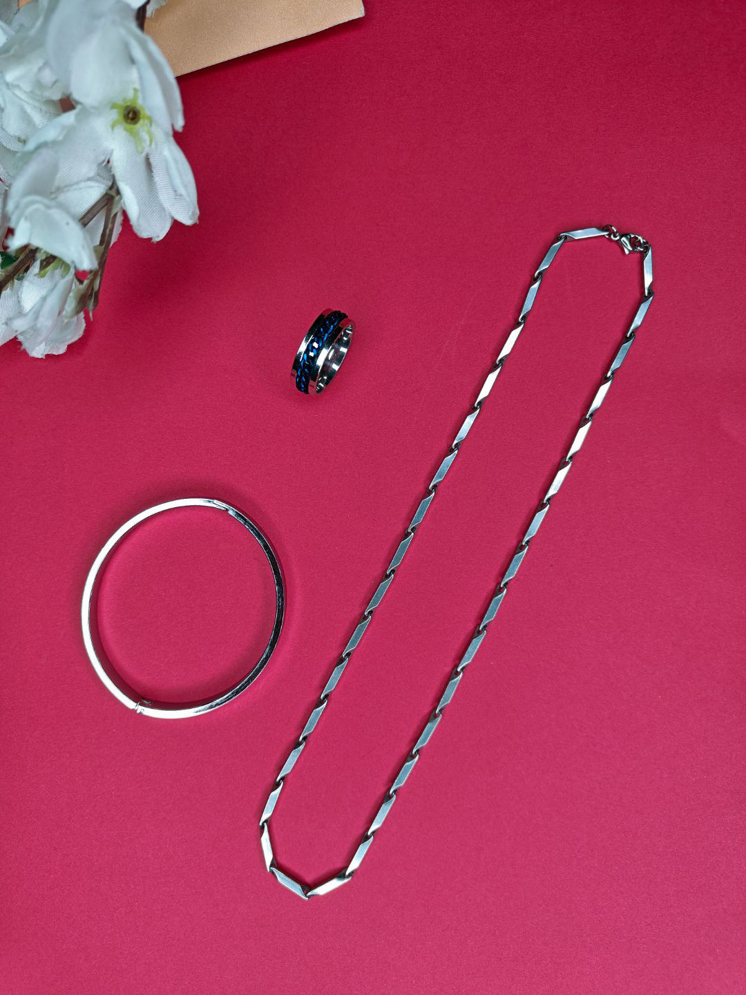 NVR Men's Rhodium-Plated Stainless Steel Bohemian Valentine Special Set