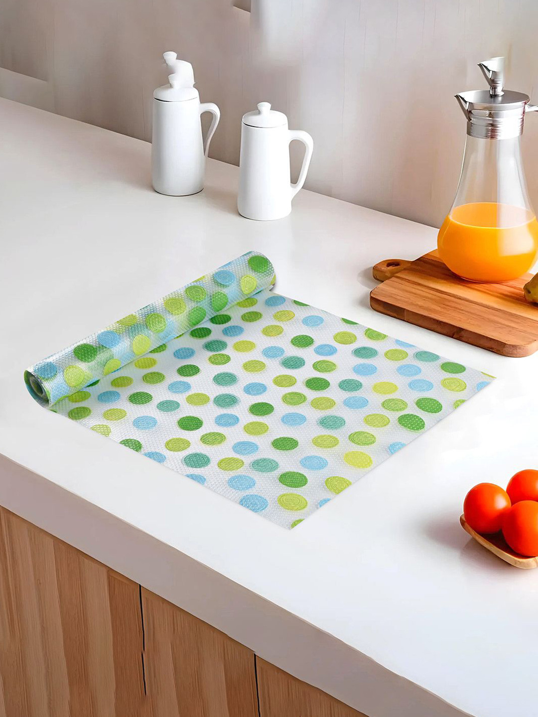 Kuber Industries Green Set of Water Resistant 10 Mtr EVA Kitchen Shelf Liner Organisers