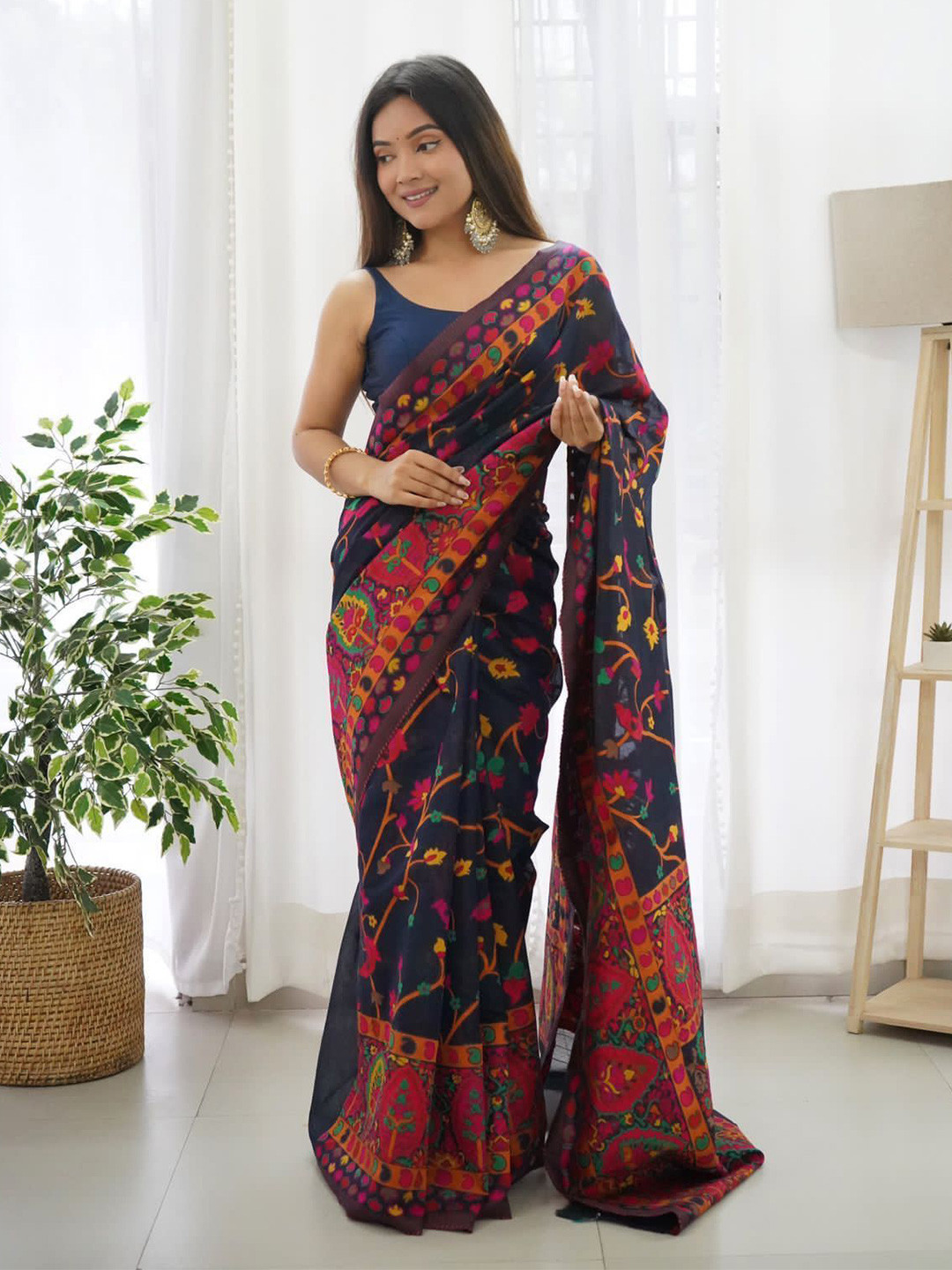 Vanshaft Collection Floral Printed Banarasi Saree