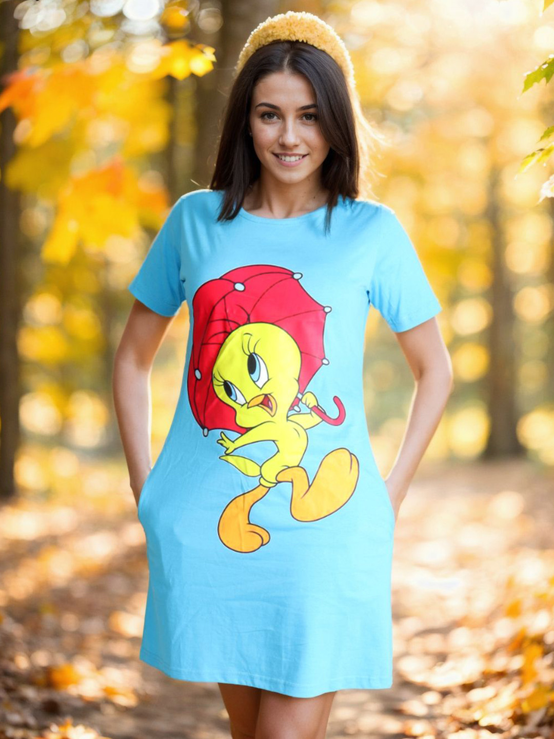 Bucciato Private Limited Women Printed Cotton T-shirt Dress