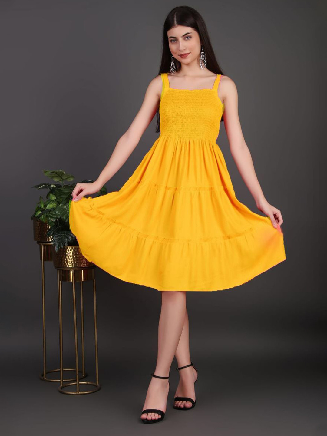 NG FASHION Women Shoulder Straps Fit & Flare Knee Length Dress