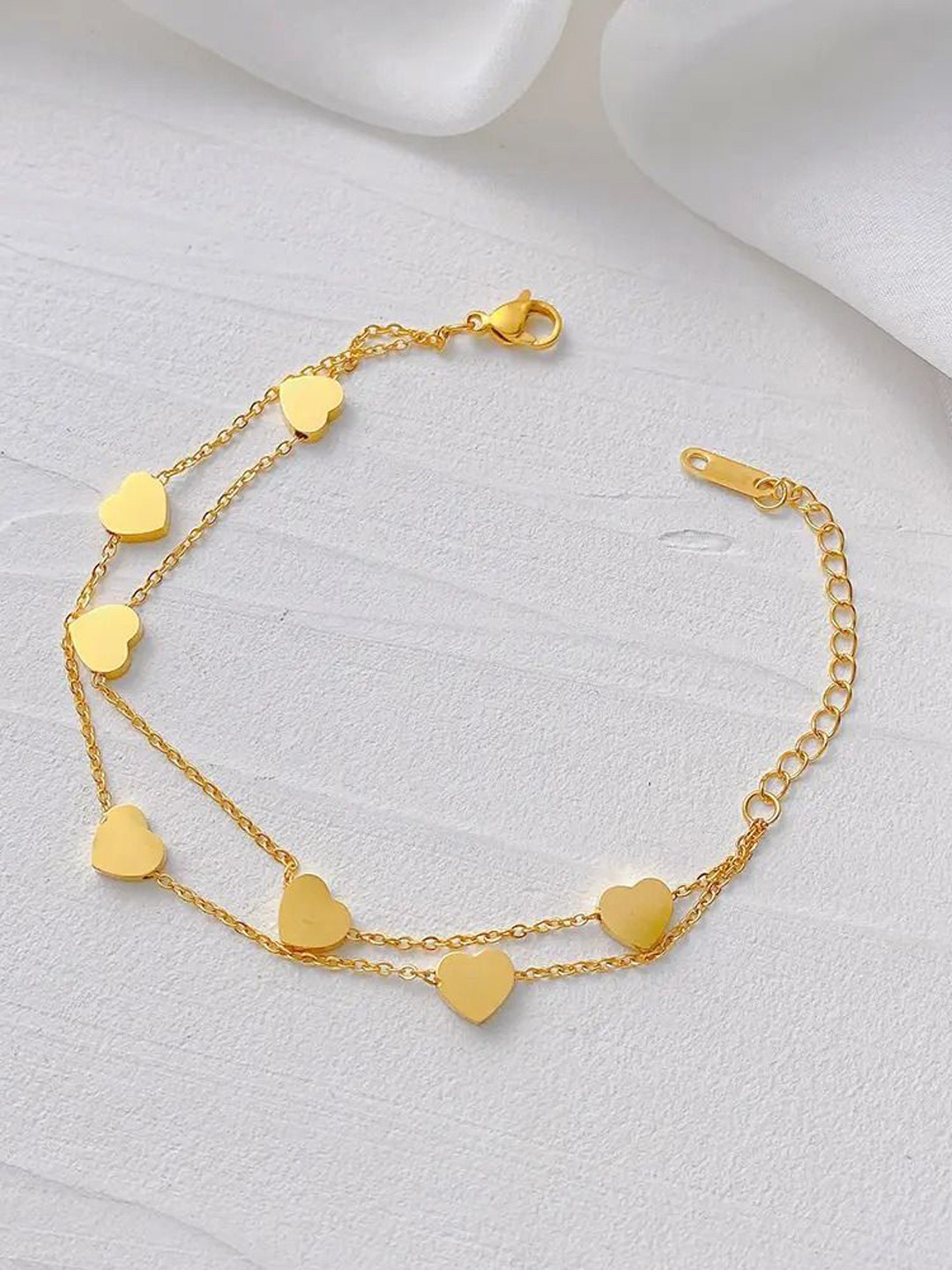 DIVASTRI Gold-Plated Stainless Steel Anti-Tarnish Love Link Bracelet