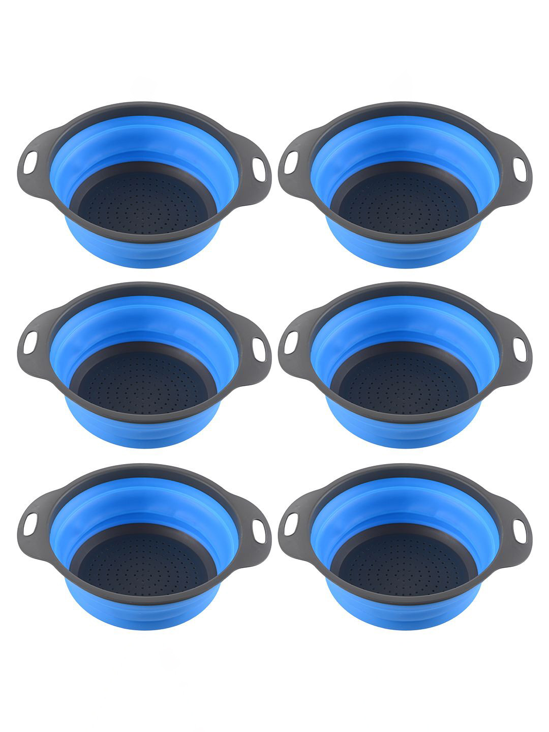 Kuber Industries Blue & Black 6 Pieces Multipurpose Silicon Kitchen Strainer
