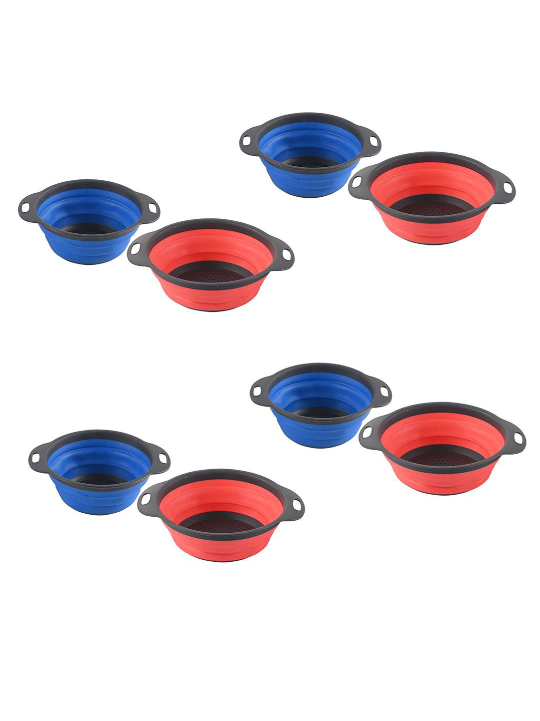 Kuber Industries Red & Blue 8 Pieces Multipurpose Silicon Kitchen Strainer