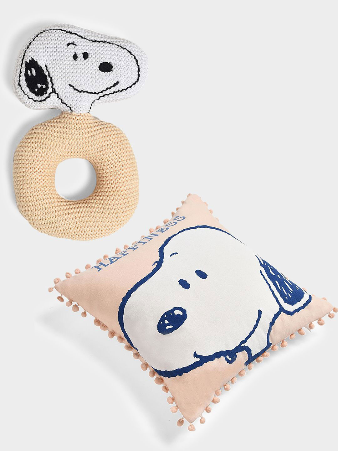 MiArcus Kids Peanuts Snoopy Printed Baby Gift Set Hamper Including Cushion & Rattle Toy