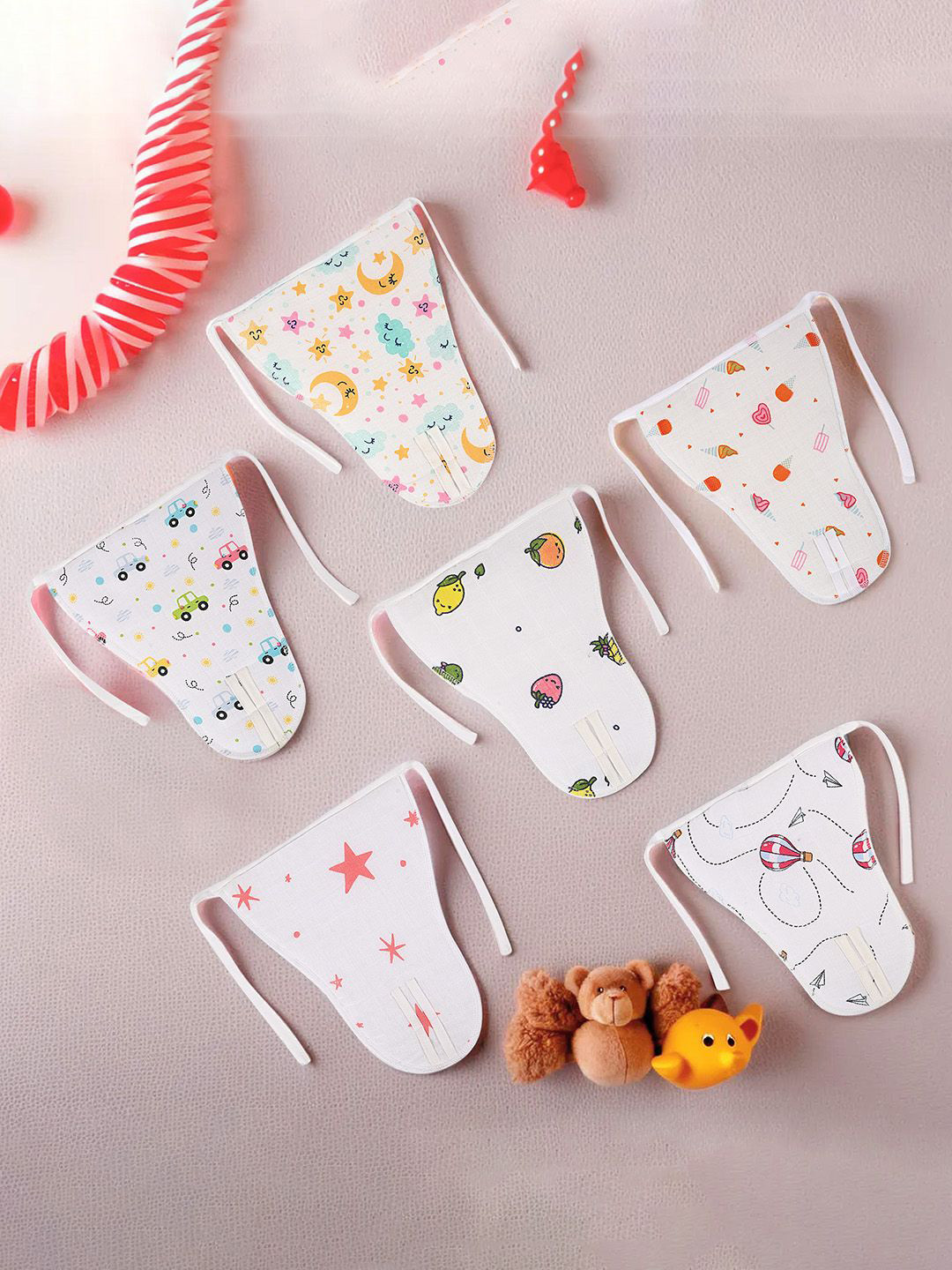 Kuber Industries Kids Set Of 6 Washable & Soft Padded Cotton Nappies & Diapers - Large