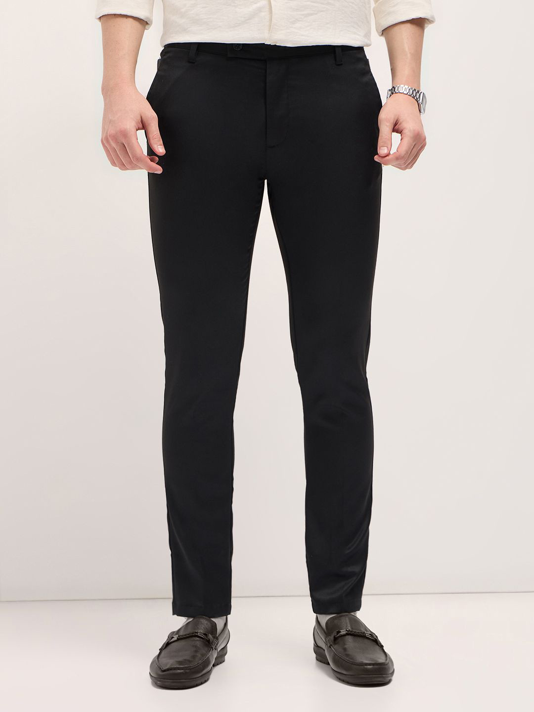 THE BEAR HOUSE Men Solid Slim Fit Non Iron Formal Trousers