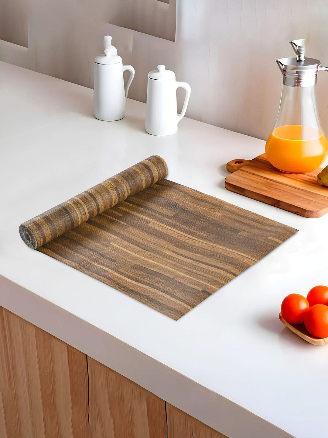 Kuber Industries Brown Set of 1 Water Resistant 3 Mtr EVA Kitchen Shelf Liner Organisers