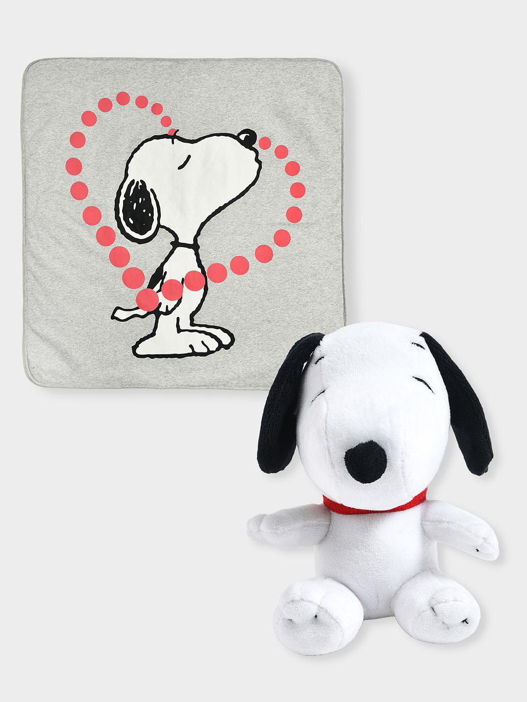 MiArcus Grey & White Printed Blanket & Snoopy Toy