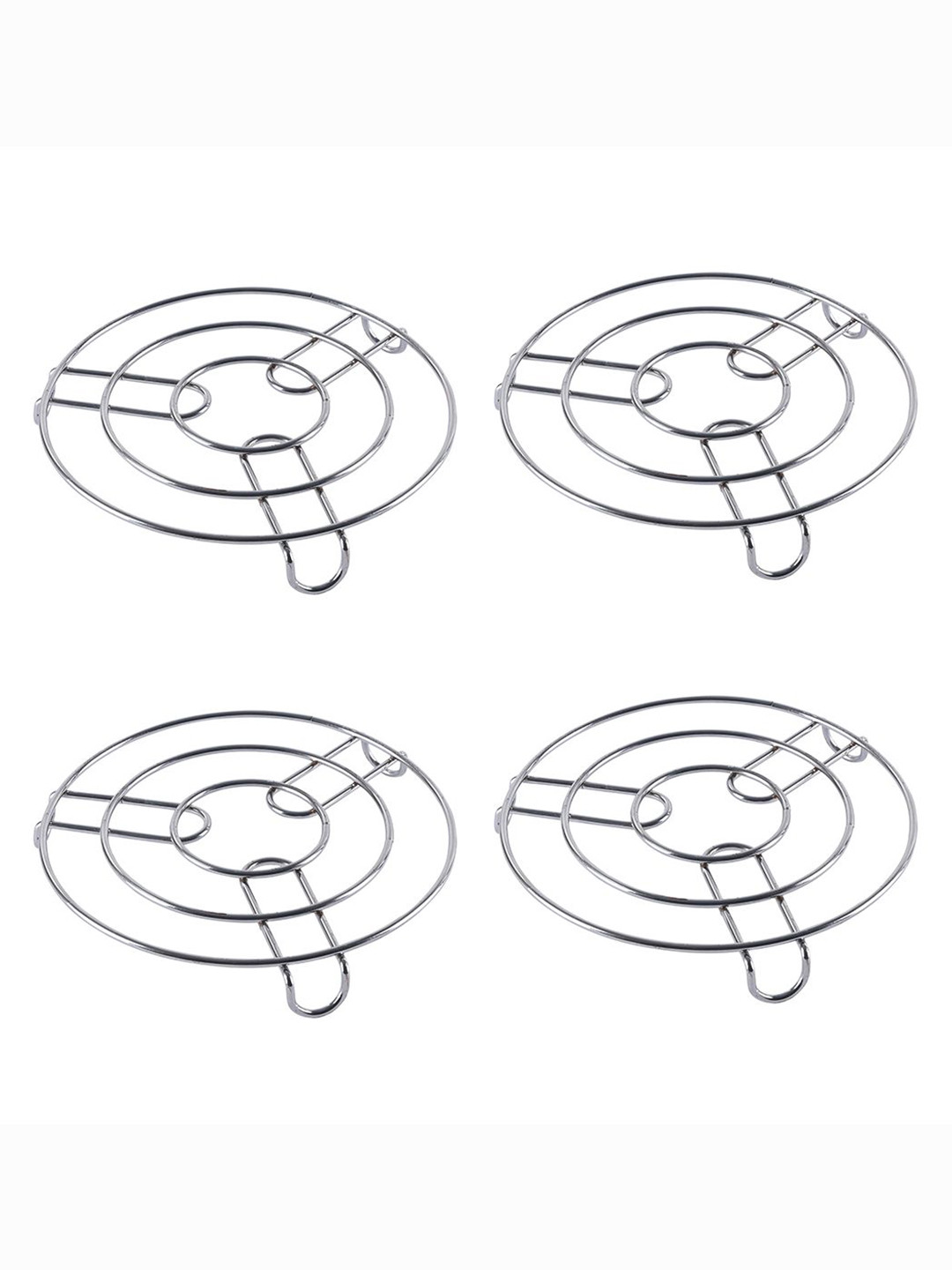 Kuber Industries Silver-Toned 4 Pieces Stainless Steel Multipurpose Cooker Stand Trivets