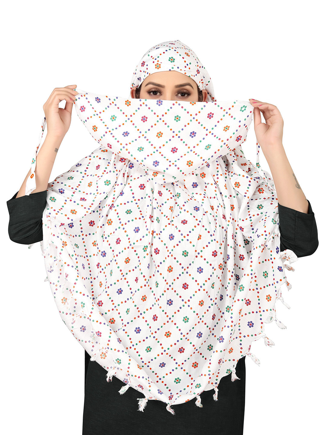 Vicharan Women Cotton Printed Sun Light Protection Scarf/Stole/Driving Dupatta