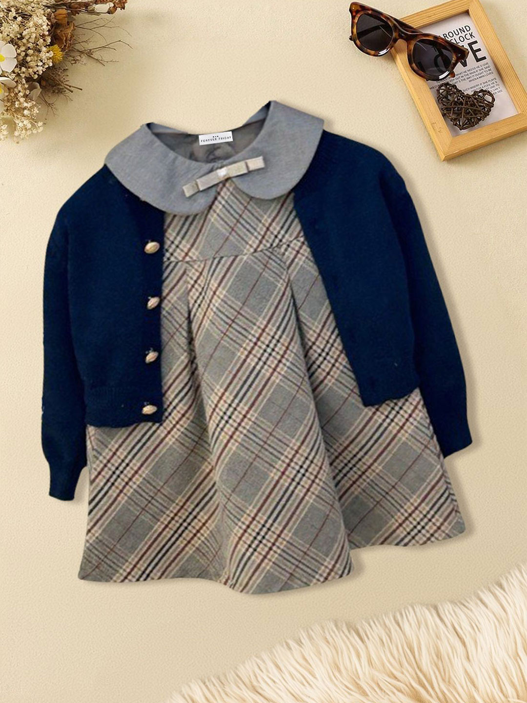 FOREVER FRIDAY Print Peter Pan Collar A-Line Dress