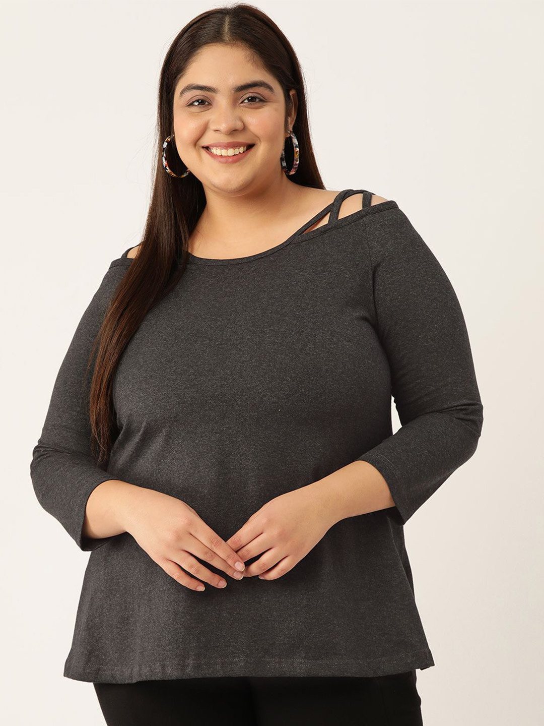 theRebelinme Plus Size Cut Out Cotton Knitted Top