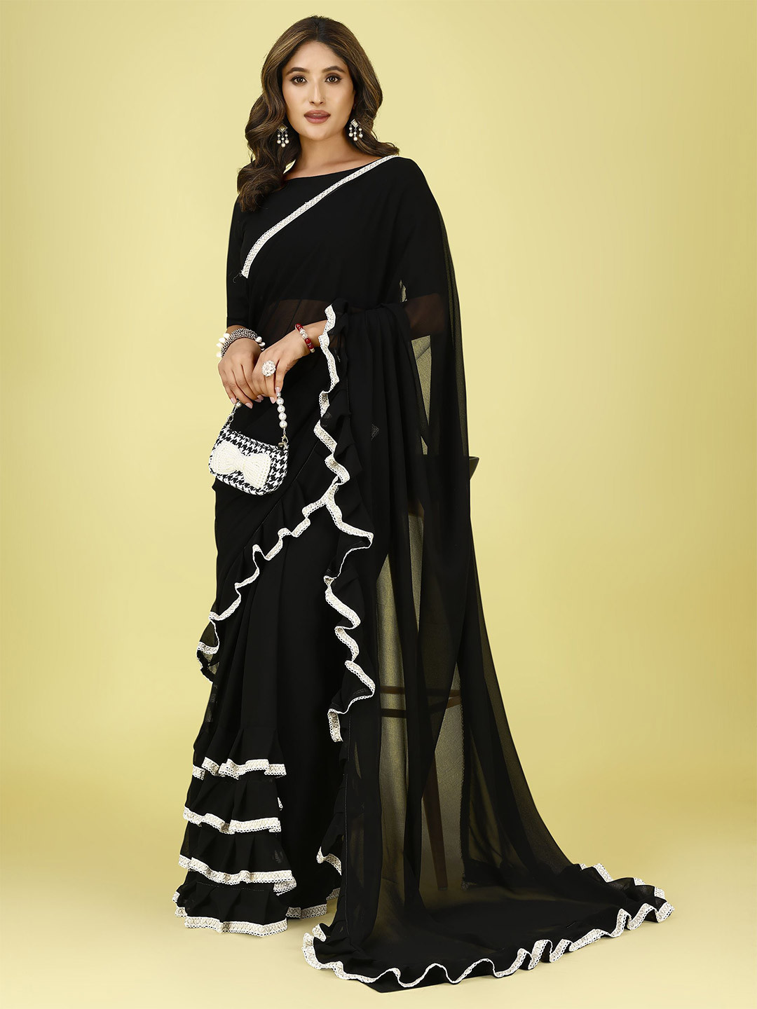 F FASHION Ruffles Saree