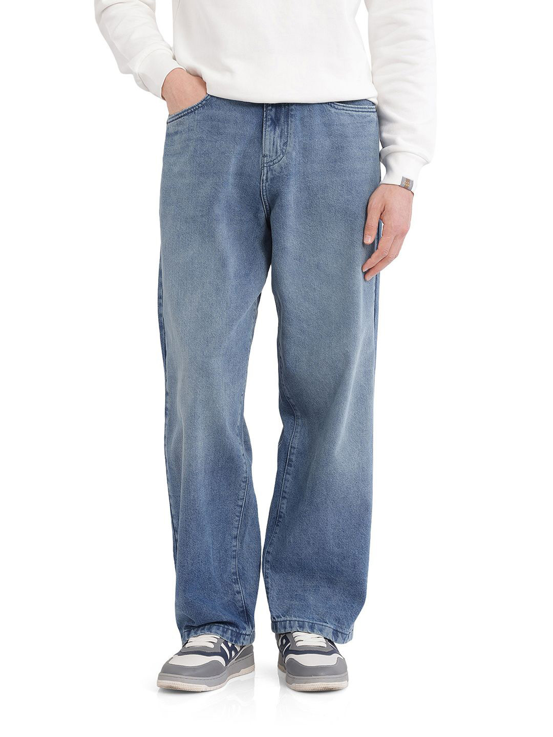 RARE RABBIT Men Bron Primary Blue Jeans - Baggy