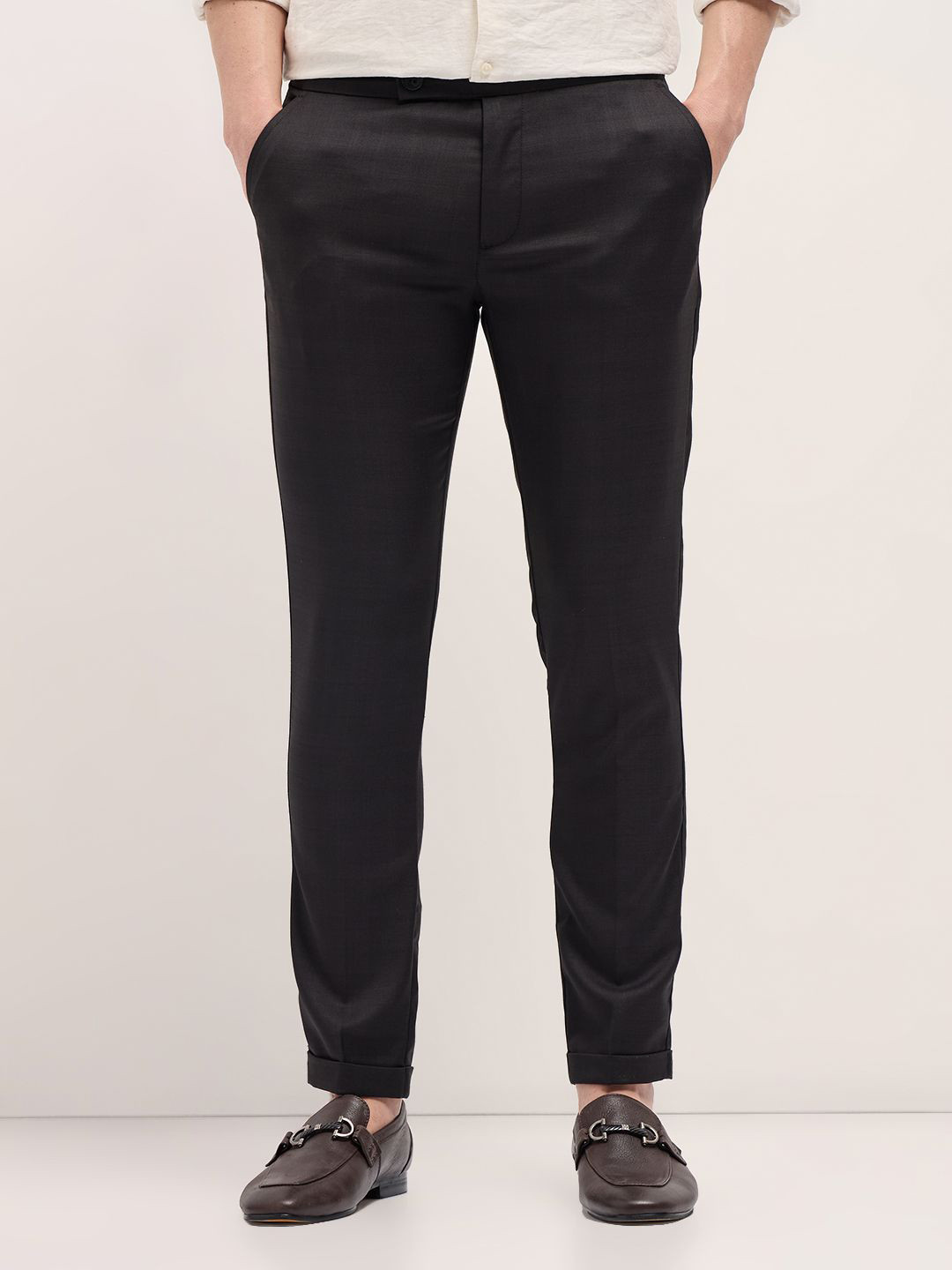 THE BEAR HOUSE Men Solid Slim Fit Non Iron Formal Trousers