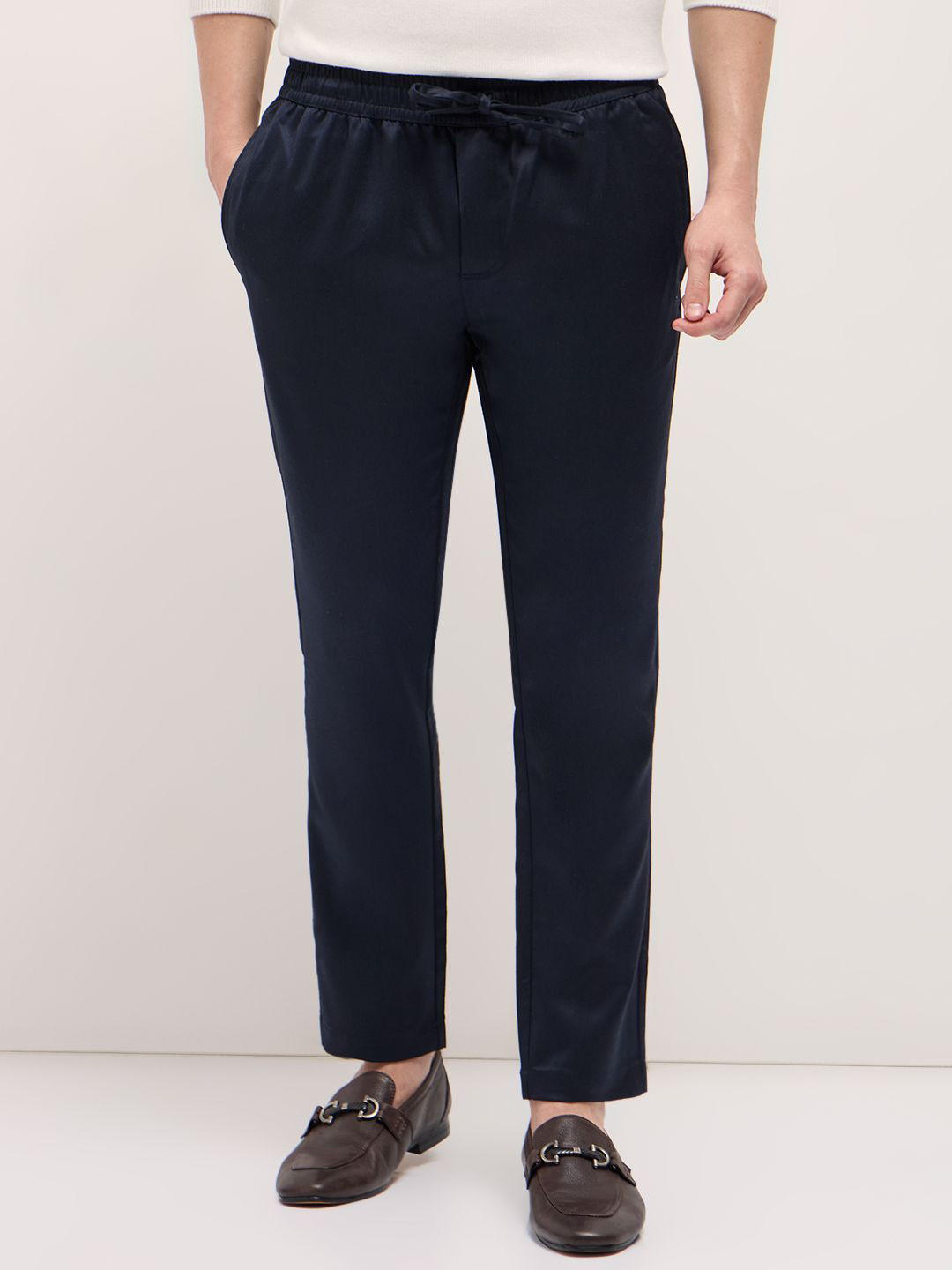 THE BEAR HOUSE Men's Solid Slim Fit Formal Trousers