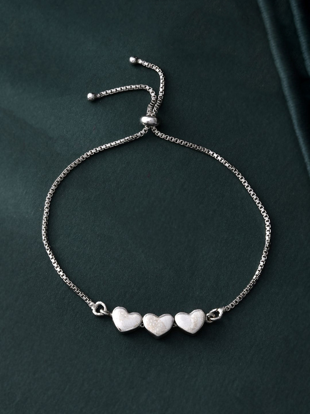 Studio Voylla Sterling Silver Rhodium-Plated Hearts Of Eternity Wraparound Bracelet