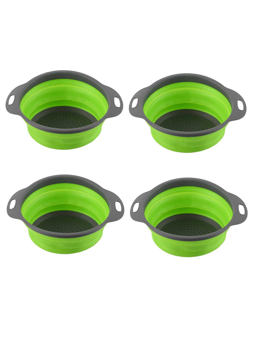 Kuber Industries Green & Black 4 Pieces Multipurpose Silicon Kitchen Strainer
