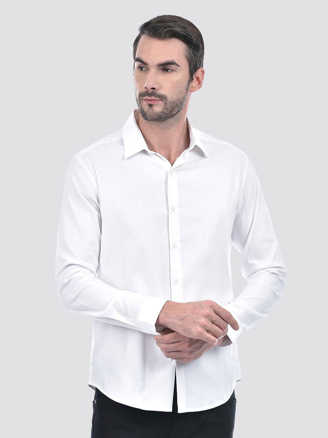 Numero Uno Men Classic Slim Fit Spread Collar Solid Cotton Casual Shirt