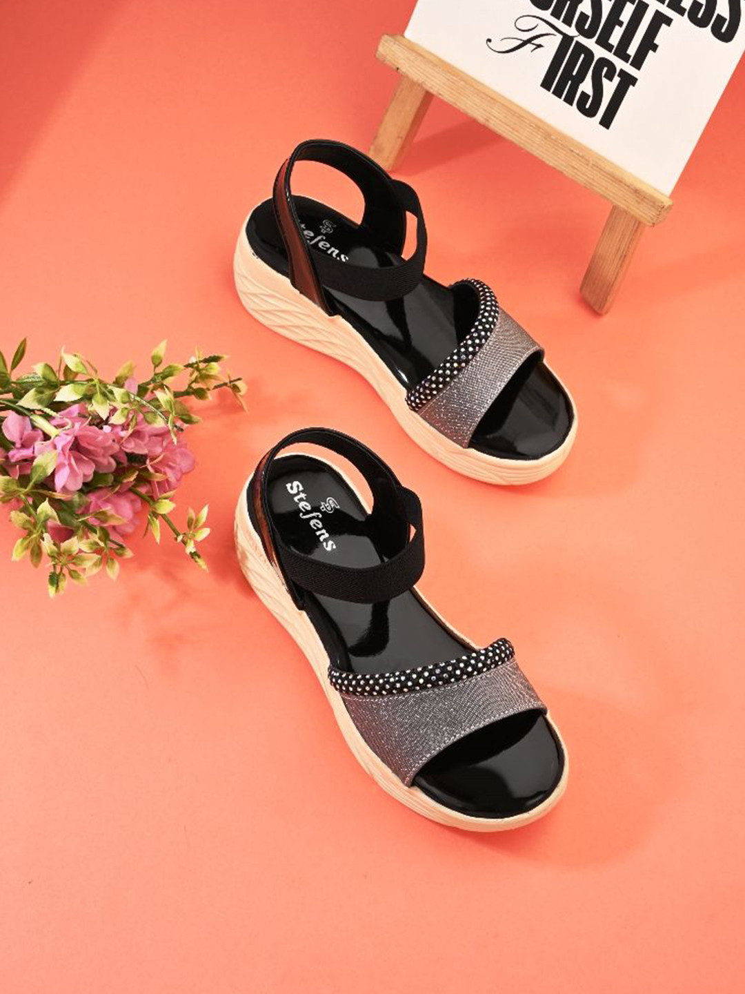 STEFENS Girls Embellished Party Wear Wedge Sandals