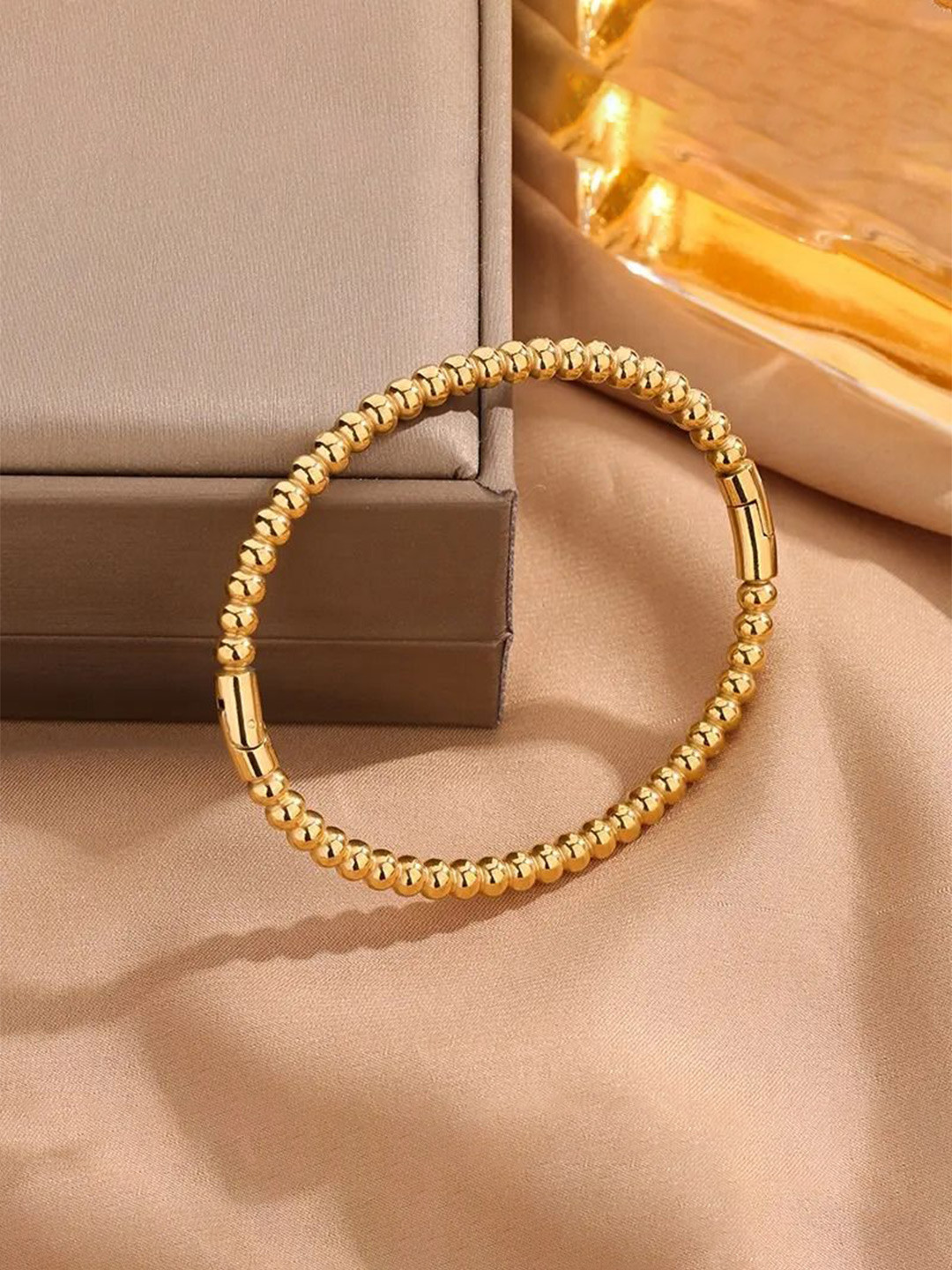 MEENAZ Gold-Plated Stainless Steel Anti-Tarnish Bangle-Style Bracelet