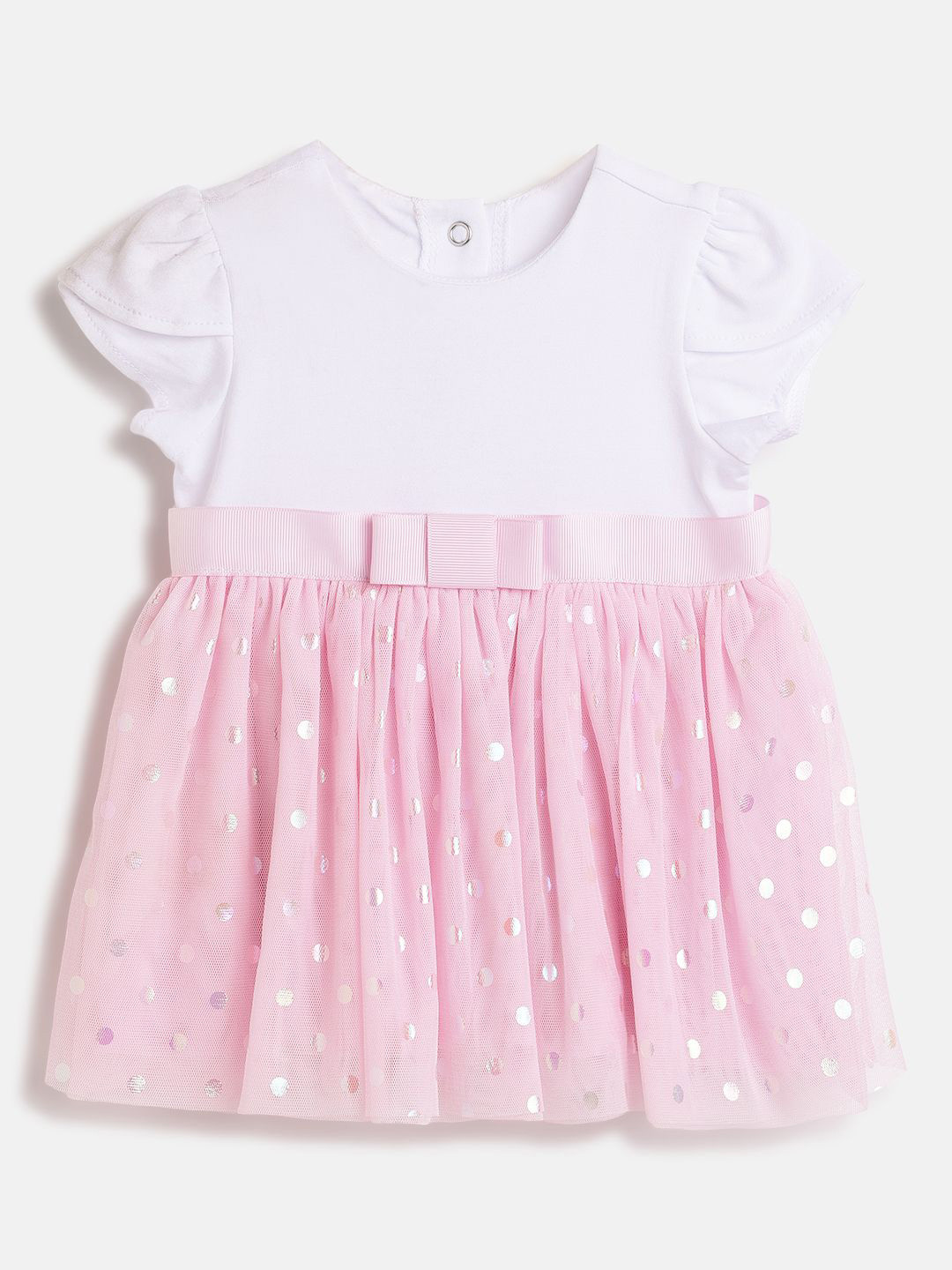 Chicco Embellished Print Flutter Sleeve Fit & Flare Dress