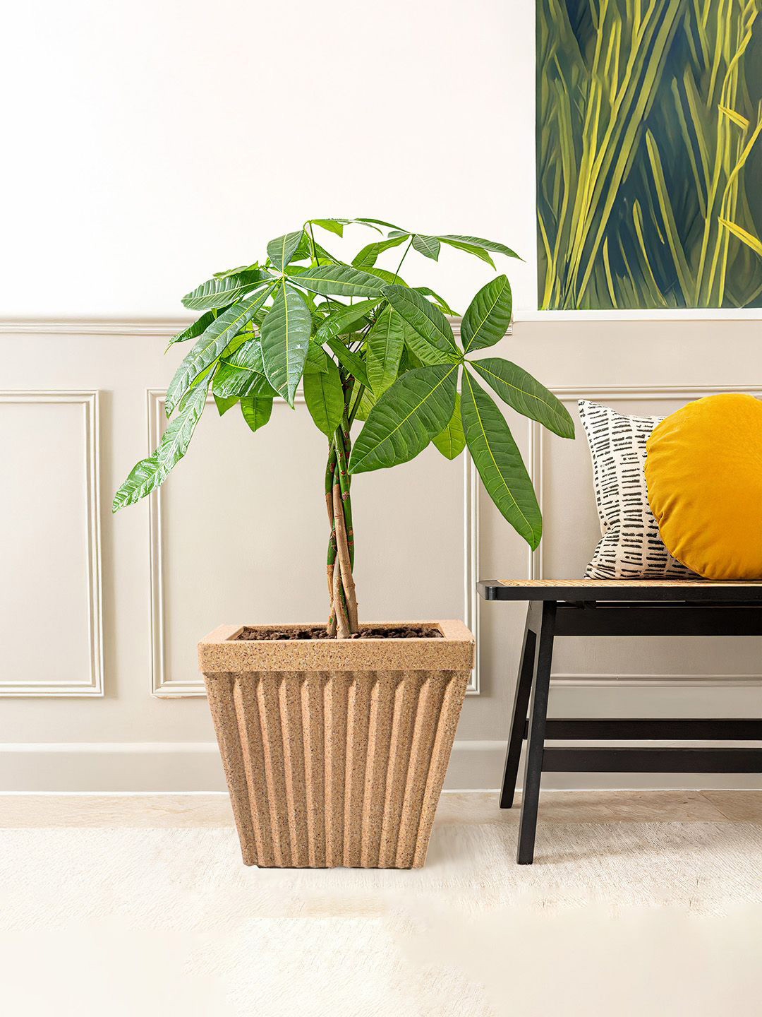 Kuber Industries 2Pcs Brown Textured Roto Mould Pihu Splash Flower Planters