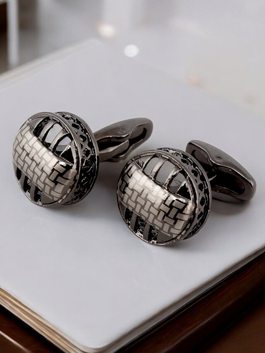 LUCKY JEWELLERY Men Silver-Plated Blazer Shirt Sleeve Button Cufflink