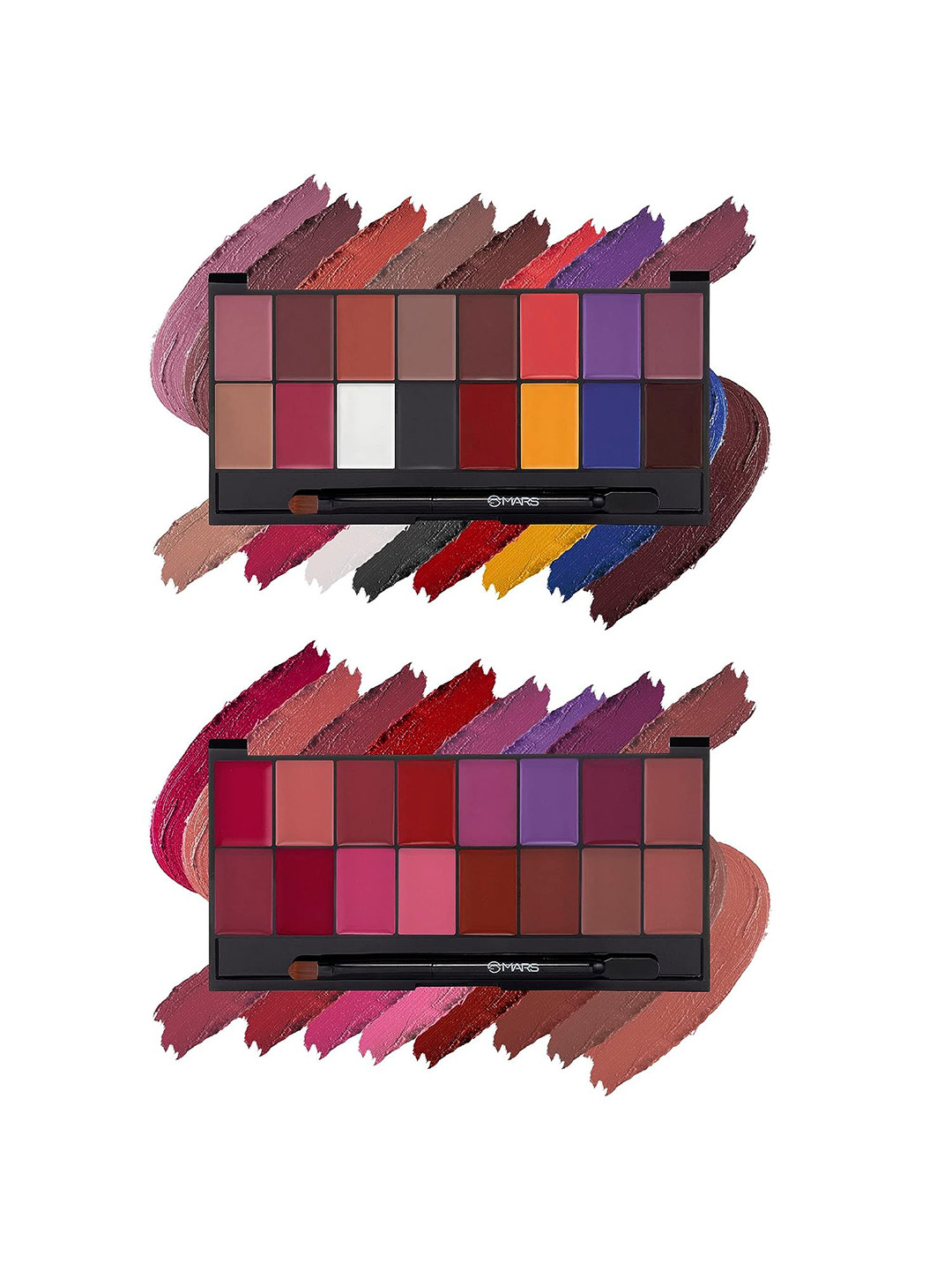 MARS Set Of 2 HD Pigmented & Matte 16 Colors Infinity Lipstick Palette - Shades 01 & 02