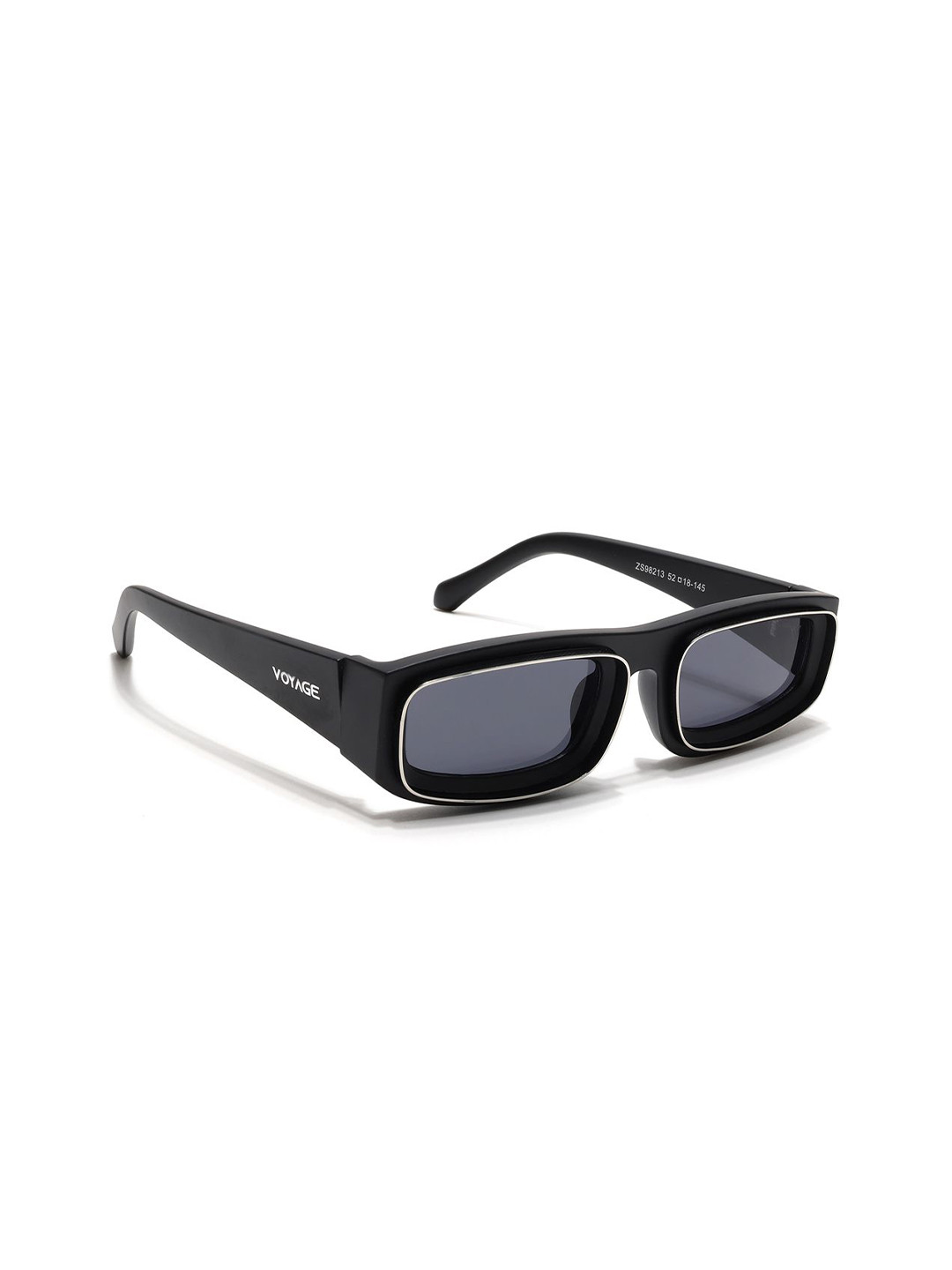Voyage Rectangle Sunglasses for Men & Women (Black Lens | Matt Black Frame - MG6574)