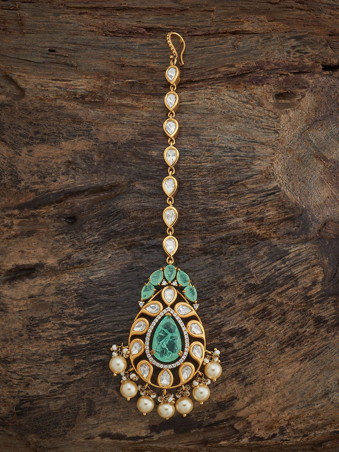 Kushal's Fashion Jewellery Embellished Bridal Victorian-Plated Kundan  Maang Tikka