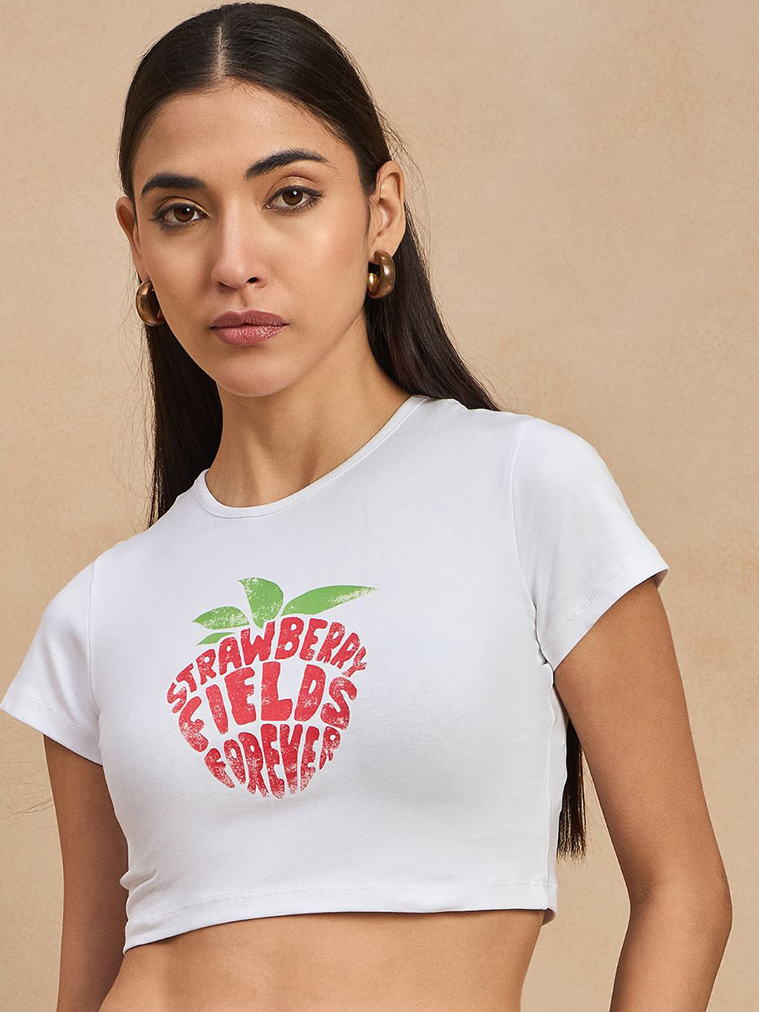 COLOR CAPITAL Printed Cotton Crop Top