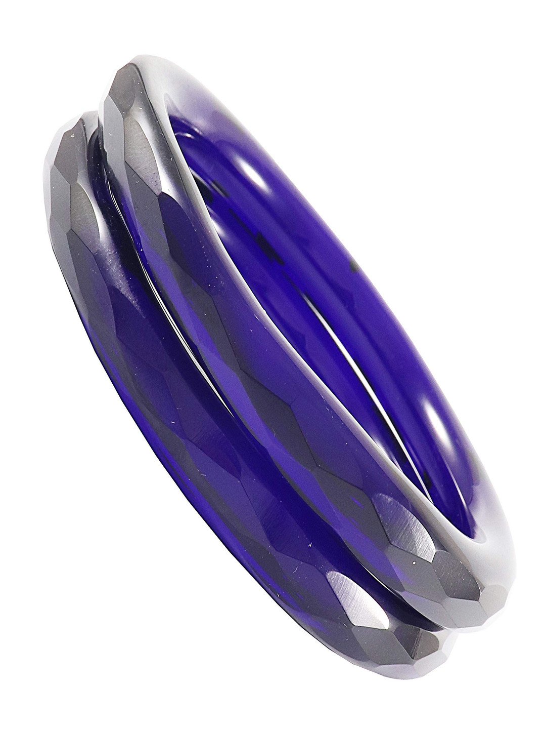 ZULKA Set Of 2 Glass With Diamond Cut Pattern Bangles