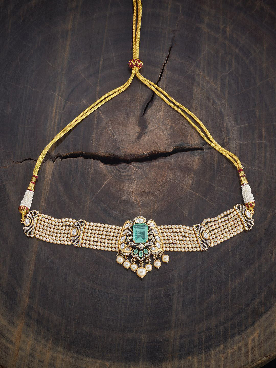 Kushal's Fashion Jewellery Embellished Bridal Victorian-Plated Kundan &  Statement Necklace