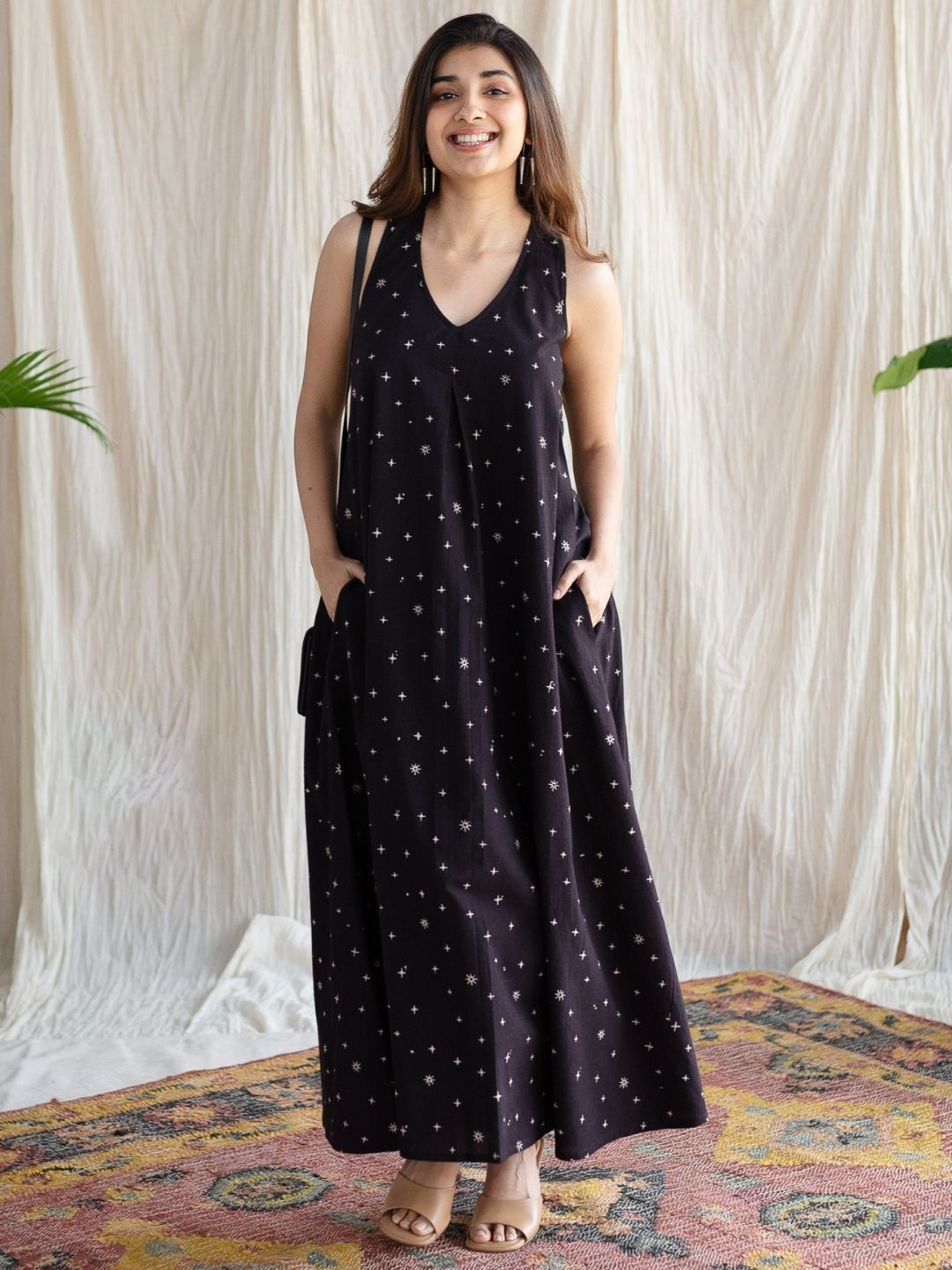 THE INDIAN ETHNIC CO Ajrakh Cotton A-Line Dress