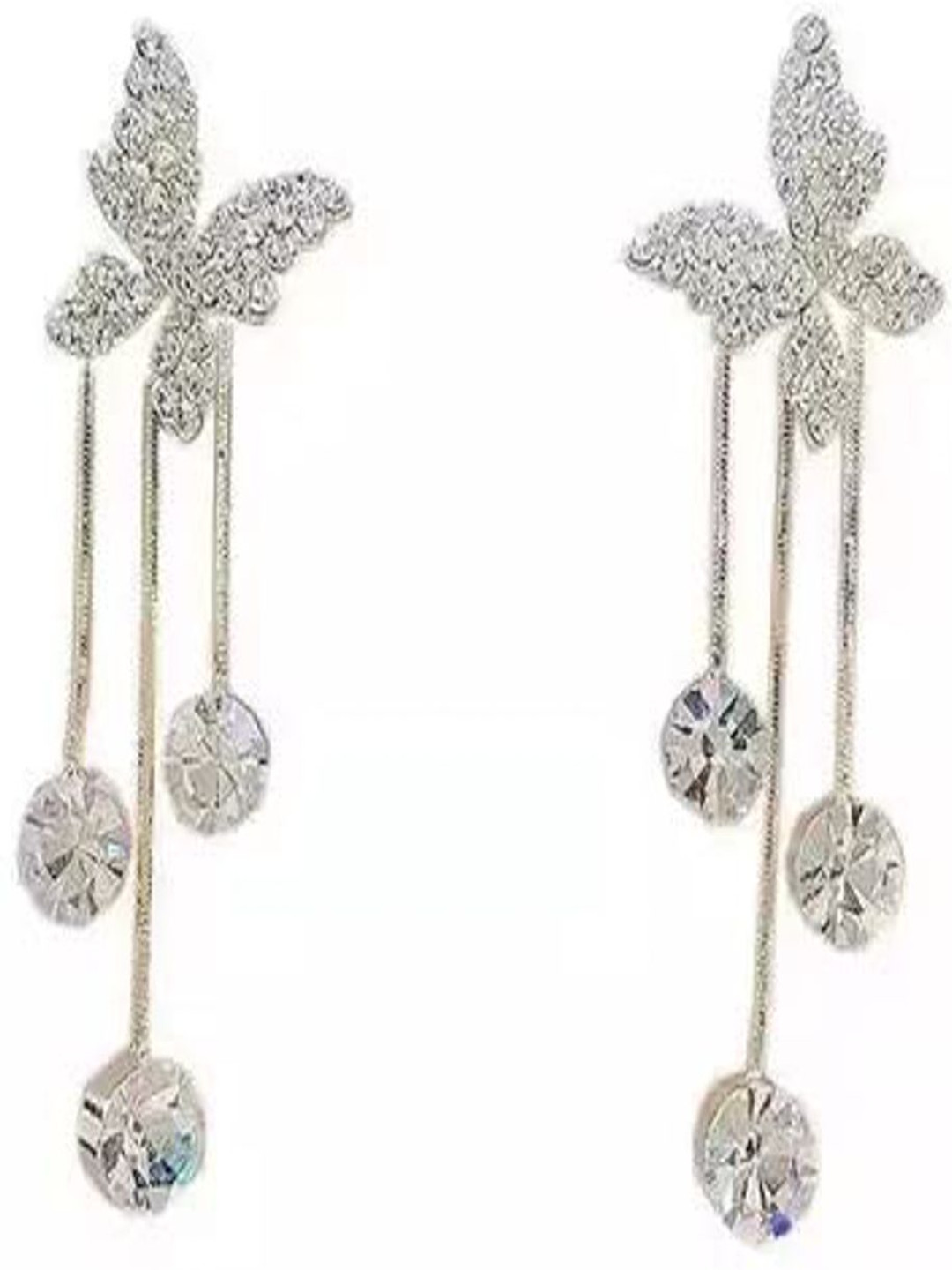 PolluxCraft Gold-Plated Cubic Zirconia Contemporary Shaped Korean Drop Earrings