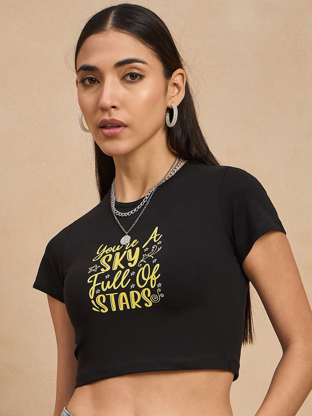 COLOR CAPITAL Print Cotton Crop Top