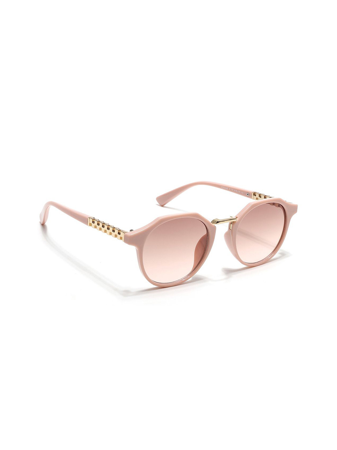 Voyage Round Sunglasses for Women Brown & Clear Lens Nude Frame - MG6428)