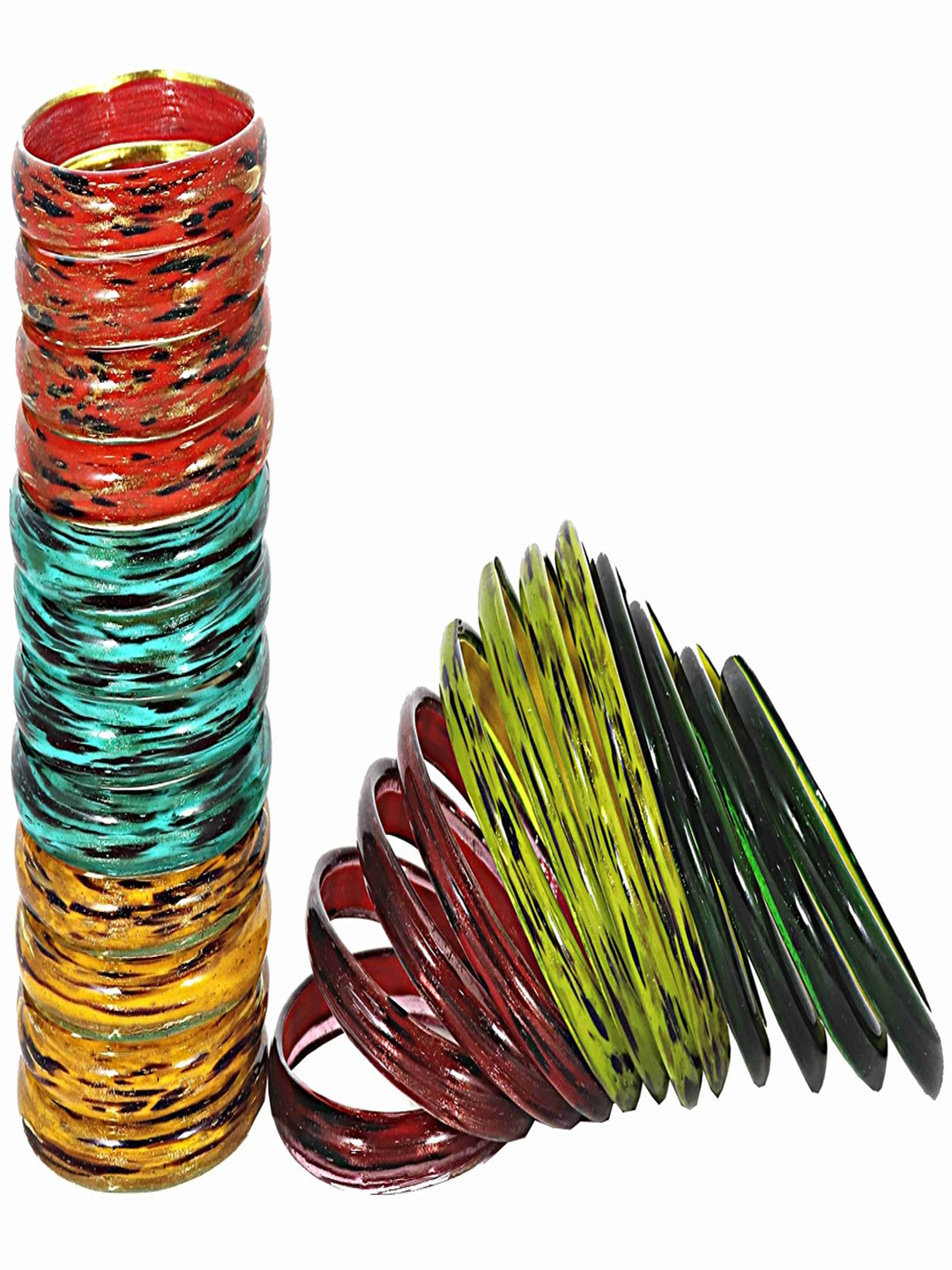 ZULKA Set Of 24 Textured Pattern Design Glossy Finished Kada Bangles