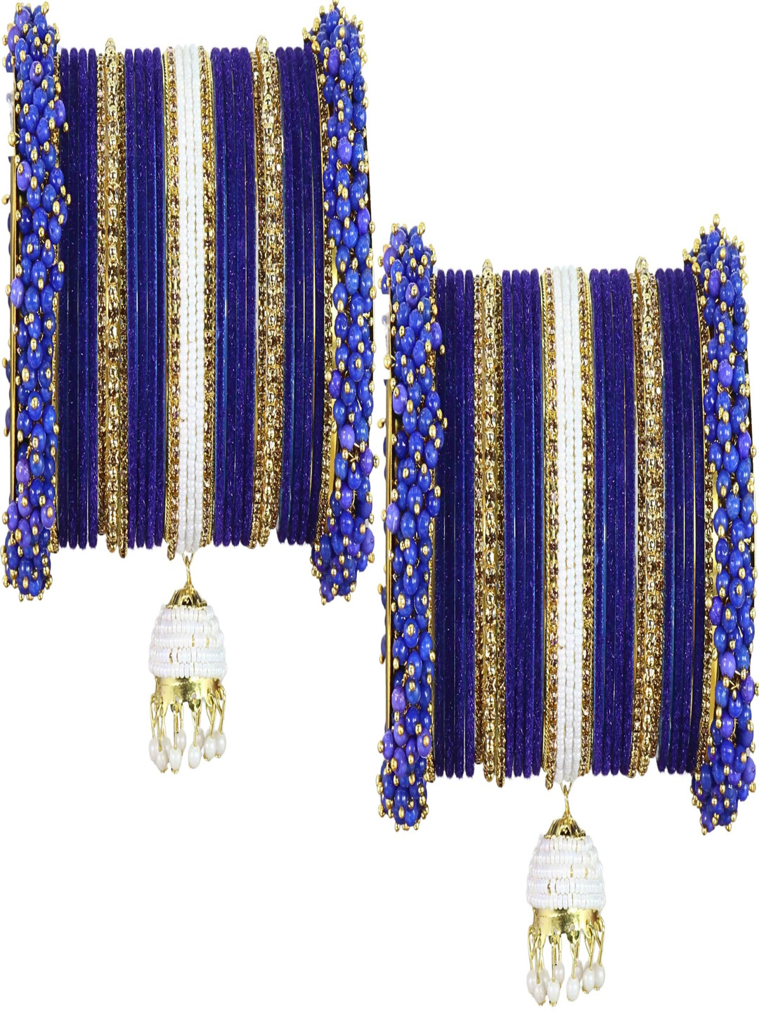 ZULKA Set Of 54 Stone-Studded & Pearls Beaded Bangles