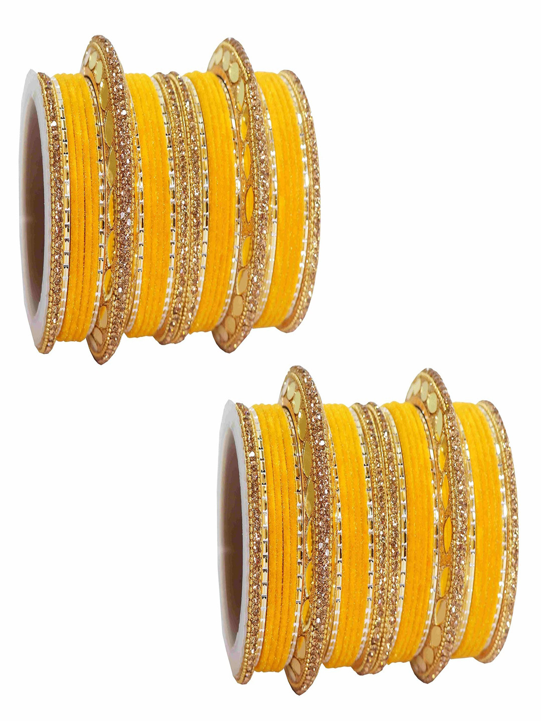 ZULKA Set Of 60 Gold-Plated Cubic Zirconia-Studded Chuda Bangles