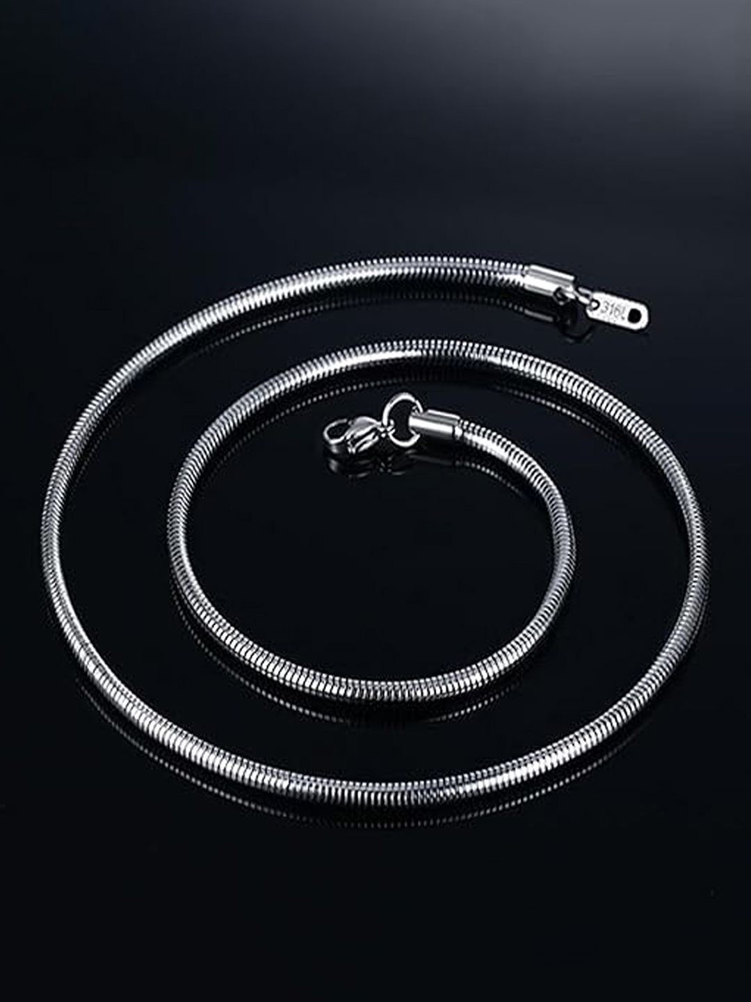 Peora Men Silver-Plated Stainless Steel Fancy Snake Chain